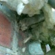 Badly damaged thermal insulation to high level pipework under MMMF